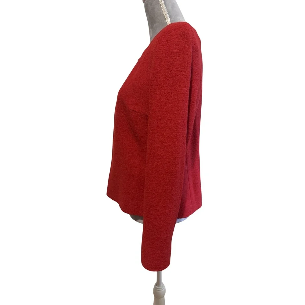 Talbots Size 8 Red Boiled‎ Wool Full Zip Cropped Blazer Jacket Sweater Christmas